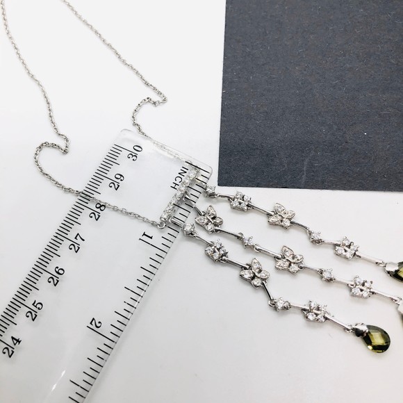Vintage Sterling Silver Butterfly CZ Dangle Necklace 16” - Picture 5 of 6